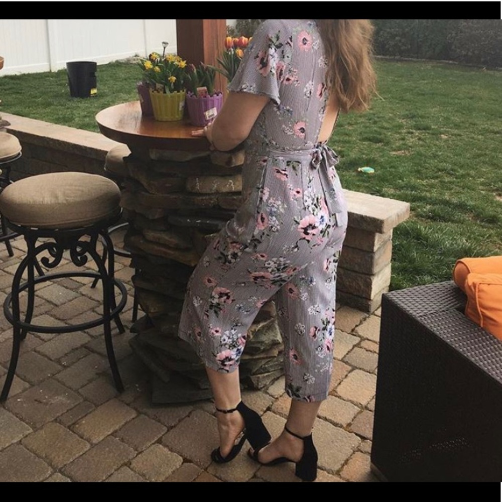 Striped Floral  Jumpsuit